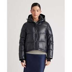 Quince Responsible Down Cropped Shiny Black Puffer Medium